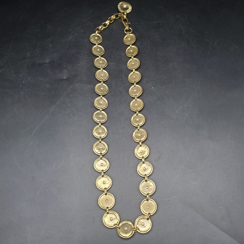 Vintage Gold Tone Lion Head Coin Chain Belt 36" Adjustable Medallion 80s 90s